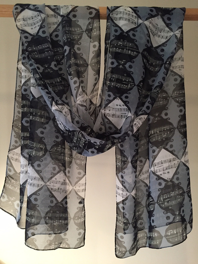 Musical Wallpaper Scarf in Marble Grey