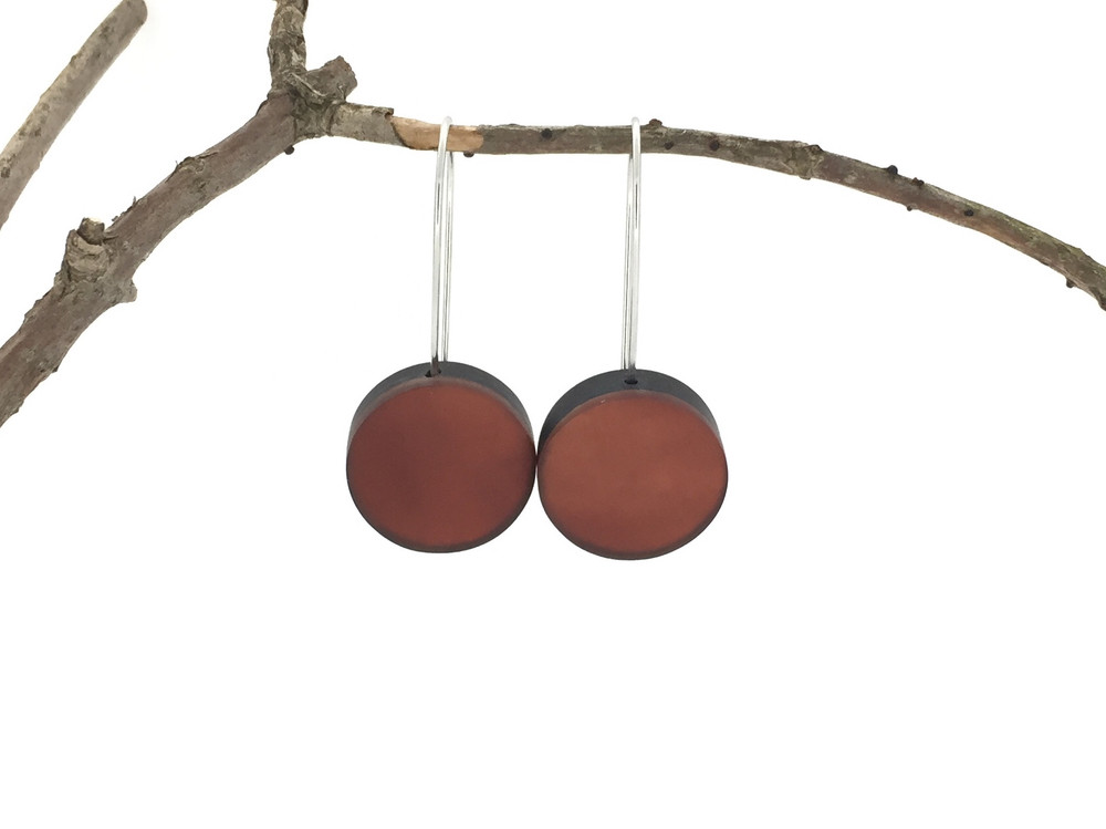 Copper Resin Disc Wire Earrings