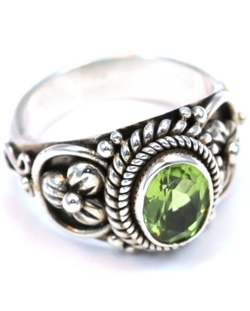 Padma Flower Peridot Ring - Size 7 Only