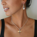 14kt Gold Sterling Silver and Ivory Dragonfly Pendant/Necklace