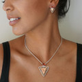 Gold Sterling Silver Amber and Ivory Triangle Pendant/Necklace