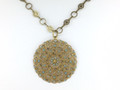 Gold Pacific Opal/Light Citrine Swarovski Crystal Medallion Necklace