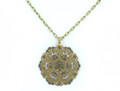 Gold Black Diamond & Clear Swarovski Crystal Medallion Necklace