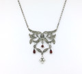 Marcasite w/ Cultured Pearl and Garnet Neck