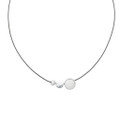 Reversible Necklace- Mini 3-Pce. w/ Pearl Pendant on Cord White/Charcoal