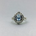 Marcasite w/ Oval Blue Topaz & Sapphire Ring