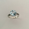 Marcasite w/ Round Faceted Blue Topaz Ring