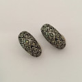 Marcasite Half Circle Clip On Earrings