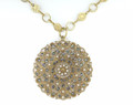 Gold Black Diamond/Pearl Filigree Lace Medallion Necklace