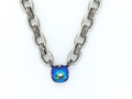 Silver Square Mermaid Blue Crystal Necklace
