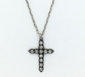 Silver Clear Swarovski Crystal Silver Cross Necklace