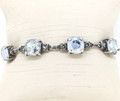 Silver Small Square Blue Ice Crystal Bracelet