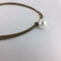 Piano Wire Necklace w/ Pearl Drop, Bronze