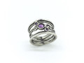 3-Stone Wide Band Amethyst Ring