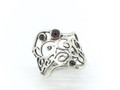 Wide Garnet Sterling Silver Filigree Ring