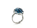 Round Blue Topaz Double Band Ring