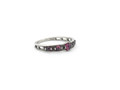 Garnet Sterling Silver Thin Band Ring