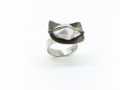 Sterling Silver Wrapped White Keishi Pearl Ring, Size-7