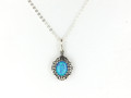 Sterling Silver Blue Opal Oval Pendant w/Chain