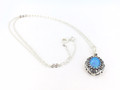 Sterling Silver Blue Opal Oval Pendant w/Chain