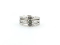 Etched Three Row Band Sterling Silver/Labradorite Ring