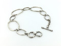 Sterling Silver Oval Bamboo Link Toggle Bracelet