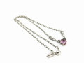 Silver Tone Rose Crystal Necklace