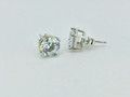Sterling Silver/CZ Prong Set Stud Earrings (High Setting), 9mm