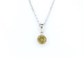 Sterling Silver/Citrine Round Crown Set Necklace