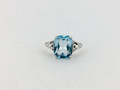 Sterling Silver/Blue Topaz Emerald Cut Marcasite Ring