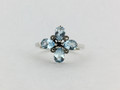 Sterling Silver/Blue Topaz Flower Marcasite Ring