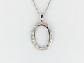 Sterling Silver/White Opal Oval  Inlay Pendant w/Chain