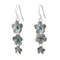 Matching Silver Flowers Earrings with Opals, 2 mm. (I.0064)