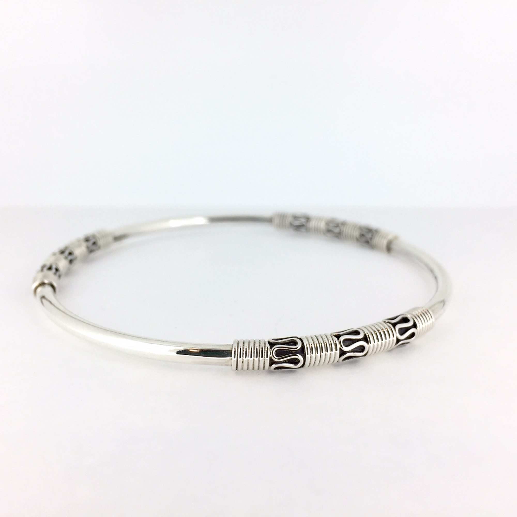 Sterling Silver Bali Bangle Bracelet - Mima's Of Warwick, LLC