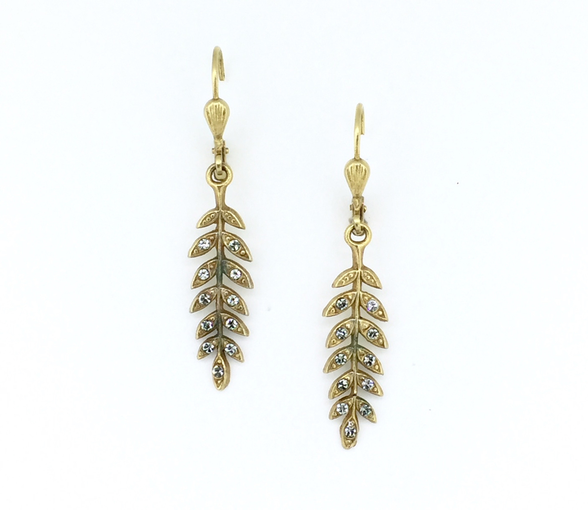 Long Crystal Leaf Earrings – Wedding Shoppe