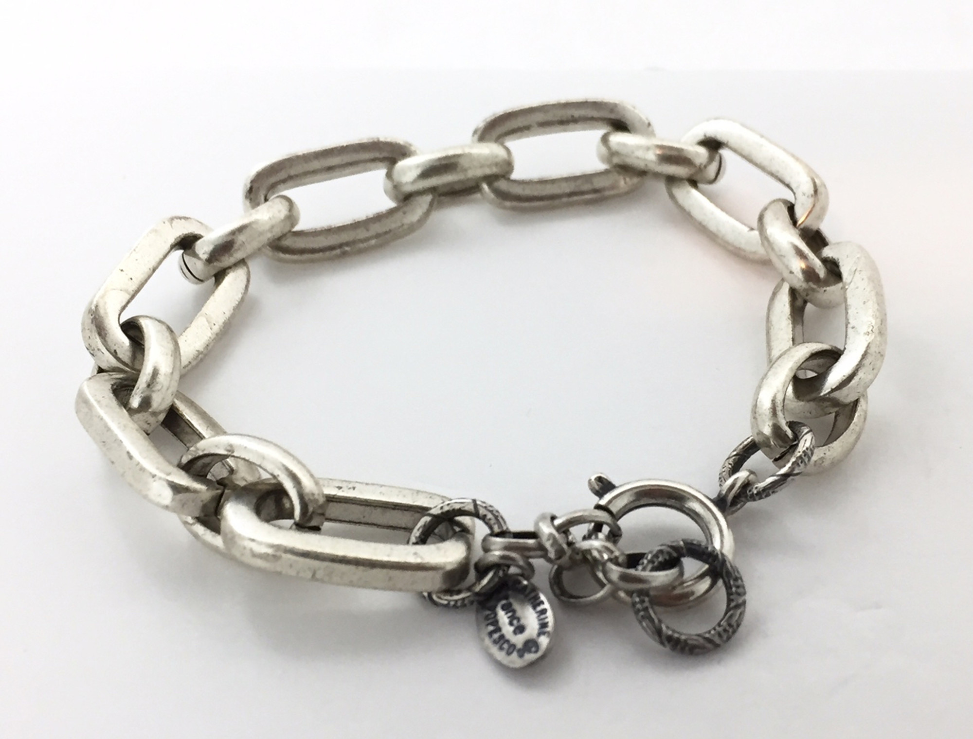 Stunning Matte Metal Chunky Cable Chain Bracelet, 7.5+2 Extender Silver