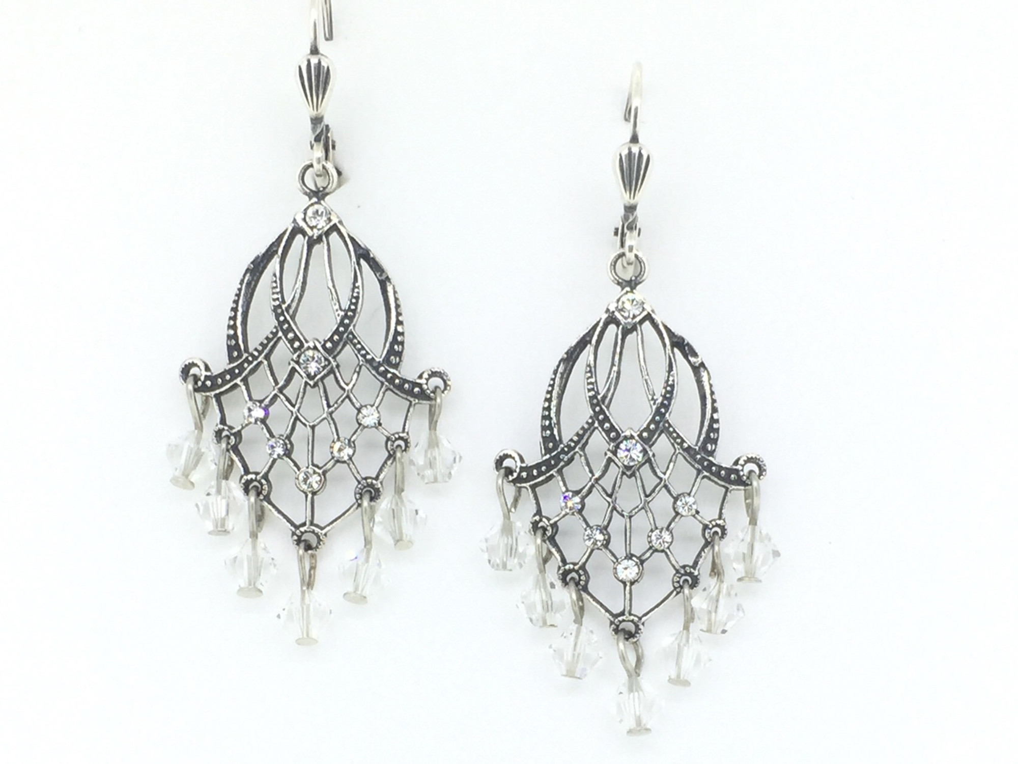 Crystal Statement Wedding Chandelier Earrings in Silver