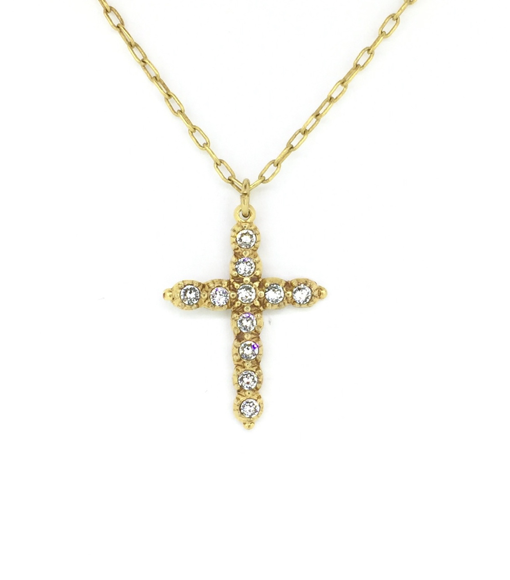 Swarovski Crystal and Zirconia Insigne Rhodium-Plated Cross Pendant Necklace  | REEDS Jewelers