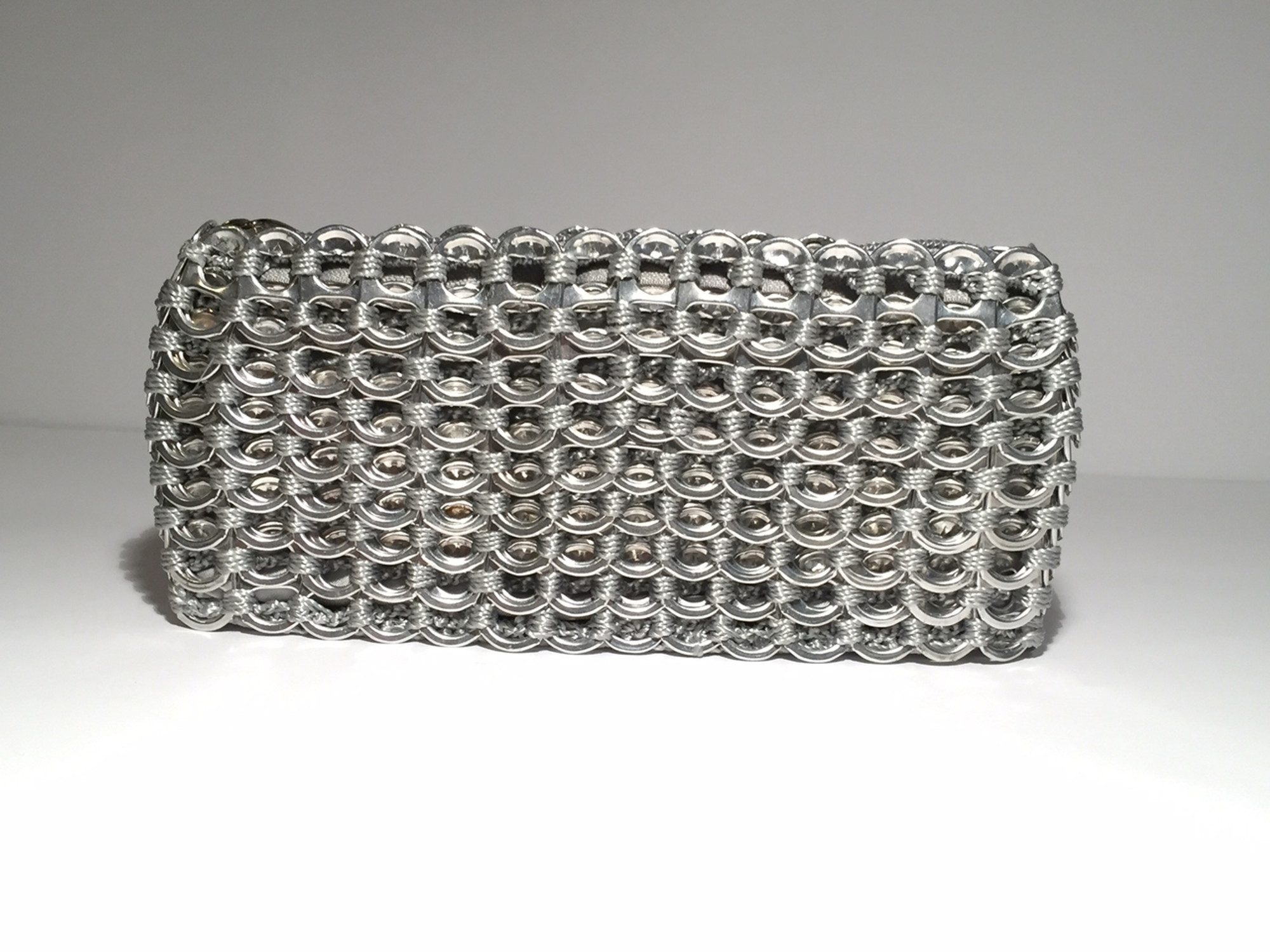 silver clutch with strap