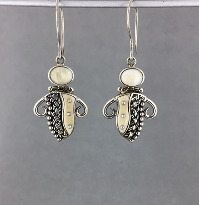 Sterling Silver and Ivory Elegant Lady Earrings