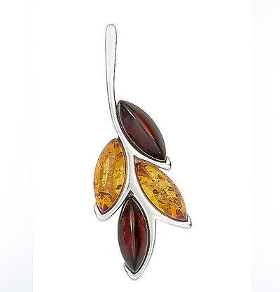 Pendant with cherry amber and honey amber cabochons