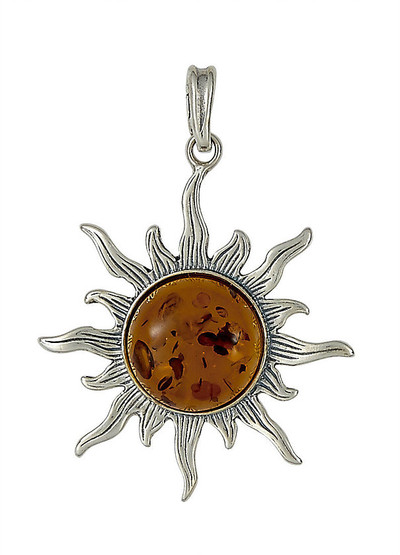 Sun Pendant in Cognac Amber