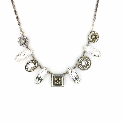 "La Dolce Vita" Oblong Necklace, Silver Swarovski Crystals