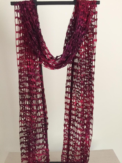 Open Weave Silk Scarf, Crimson Tide