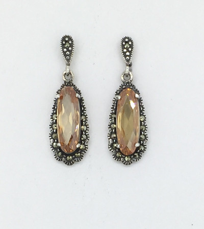 Champagne Crystal Marcasite Post Earrings