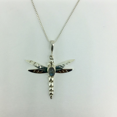 Labradorite Sterling Silver Dragonfly Necklace