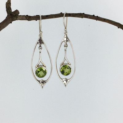 Teardrop Peridot Sterling Silver Dangle Earrings