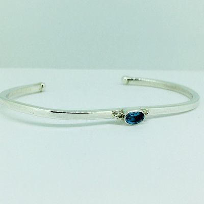 Sterling Silver Blue Topaz Cuff Bracelet