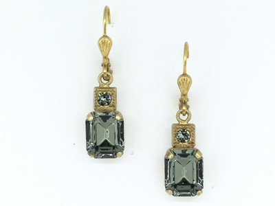 Etched Oval and Large Rectangle Swarovski Crystal Earrings - LifeBejeweled