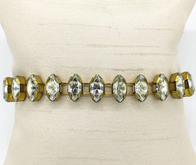 Gold Marquise Shaped Crystal Bracelet